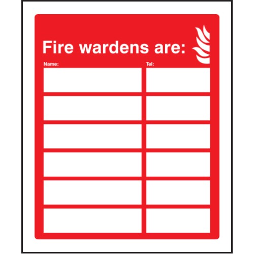 Fire Wardens Are (6 Names and Numbers)