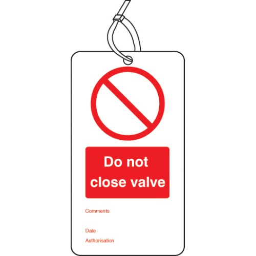 Do Not Close Valve - Double Sided Tags (Pack of 10)