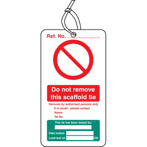 Scaffold Tie Test - Double Sided Tags (Pack of 10)