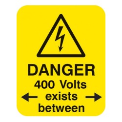 Danger - 400 Volts < Exists Between > - Labels