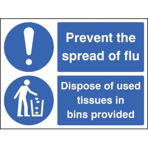 Prevent the Spread of Flu - Dispose of Used Tissues in Bins Provided