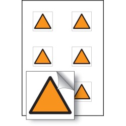 Orange Triangle Vibration Safety - Labels (Sheet of 6)