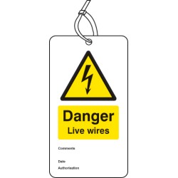 Danger - Live Wires - Double Sided Safety Tag