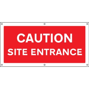 Caution - Site Entrance - Banner with Eyelets