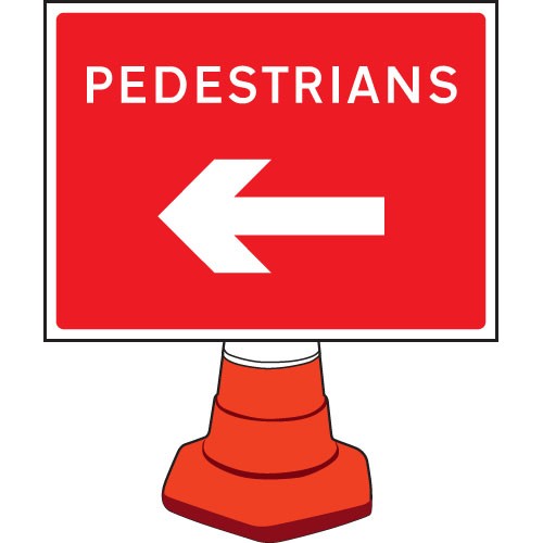 Pedestrians - Arrow Left - Cone Sign