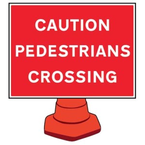 Caution - Pedestrians Crossing - Reflective Cone Sign