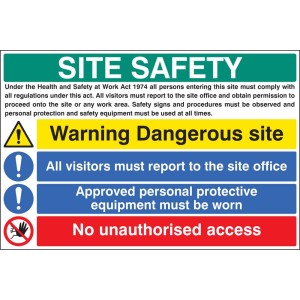 Site Safety - H&S Act - Dangerous Site - Report to Office - PPE - No Unauthorised Access