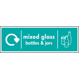 Mixed Glass Bottles & Jars - WRAP Recycling Sign