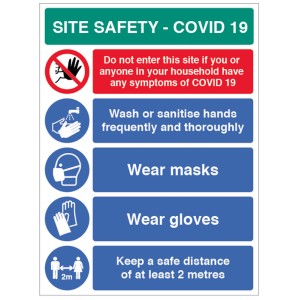 Coronavirus Portrait Site Safety Board with 5 Messages - 2m